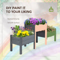 Outsunny Raised Garden Bed With 3 Planter Box, Elevated Wooden Plant Stand With Drainage Holes, For Vegetables, Herb And Flowers, Gray Gray Wood