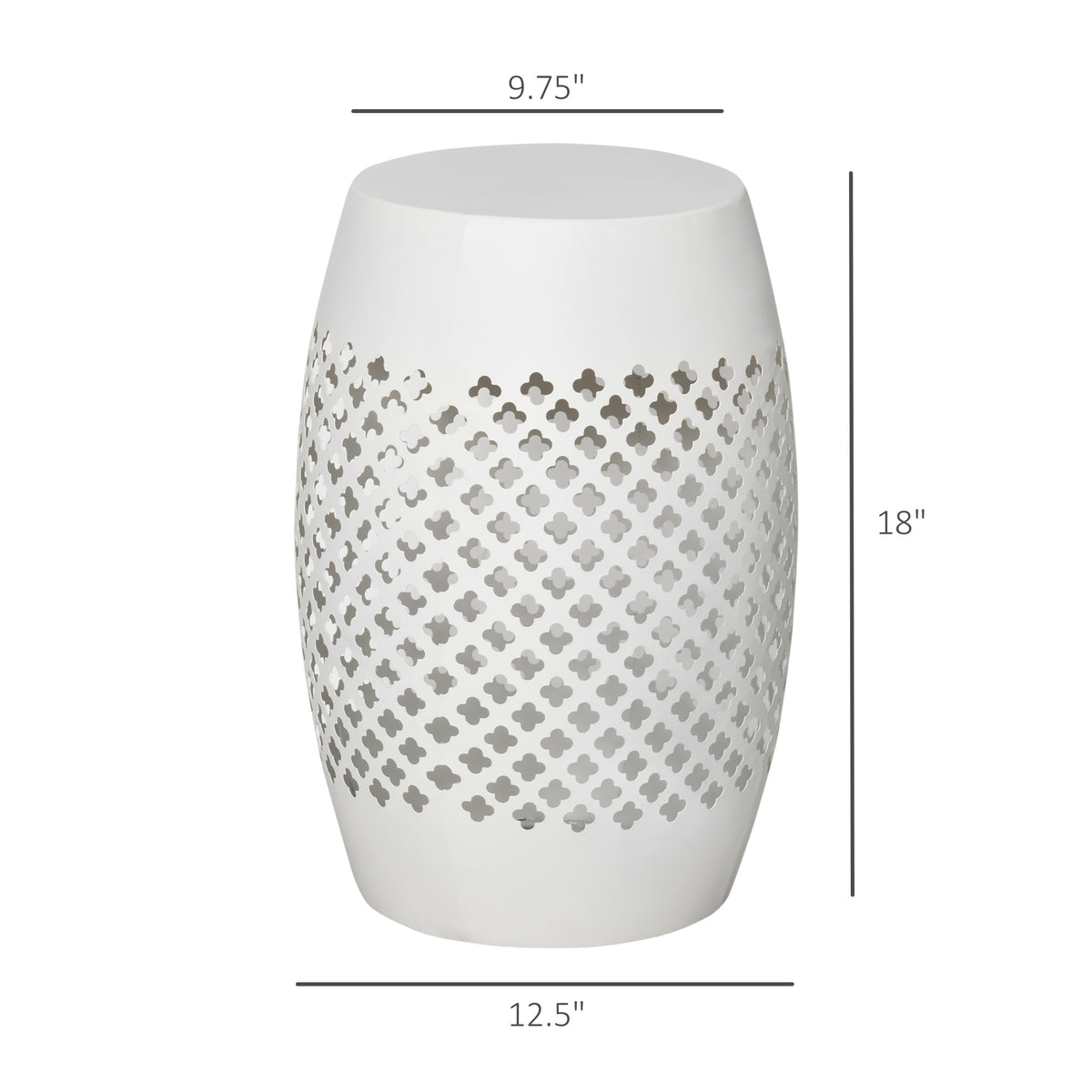 Outsunny 12.5" Steel Patio End Table, Round Hollow Drum Side Table, Accent Table For Indoor And Outdoor, White White Steel