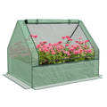 Outsunny Raised Garden Bed With Mini Greenhouse, Galvanized Outdoor Planter Box With Cover, For Herbs And Vegetables, Use For Patio, Garden, Balcony, Green Cover And Silver Planter Green Steel