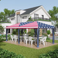 Outsunny 10' X 20' Pop Up Canopy Tent With Netting, Heavy Duty Instant Sun Shelter, Large Tents For Parties With Carry Bag For Outdoor, Garden, Patio, American Flag Blue Steel
