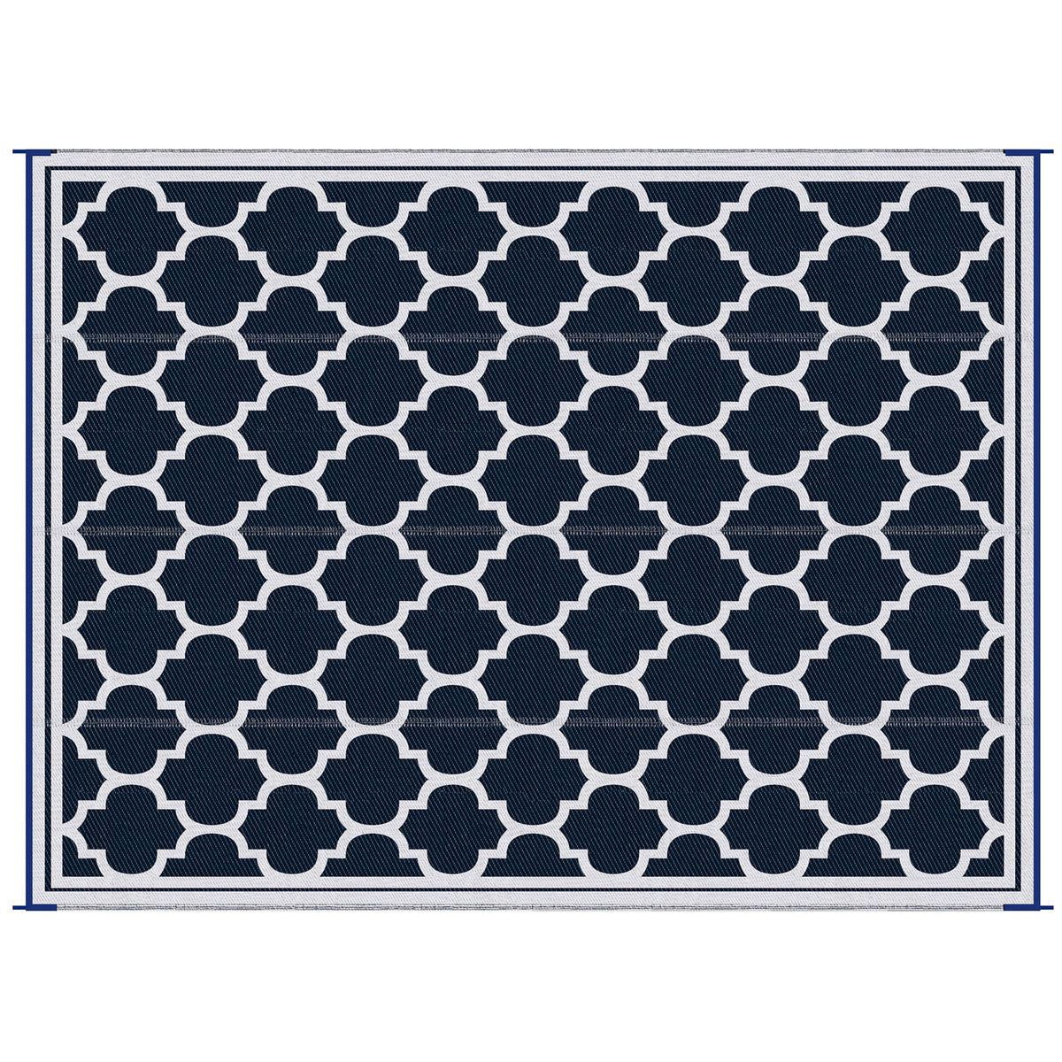 Outsunny Reversible Outdoor Rug Carpet, 9' X 18' Waterproof Plastic Straw Rug, Portable Rv Camping Rugs With Carry Bag, Large Floor Mat For Backyard, Deck, Picnic, Beach, Blue & White Blue Polypropylene