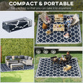 Outsunny Reversible Outdoor Rug Carpet, 9' X 18' Waterproof Plastic Straw Rug, Portable Rv Camping Rugs With Carry Bag, Large Floor Mat For Backyard, Deck, Picnic, Beach, Blue & White Blue Polypropylene