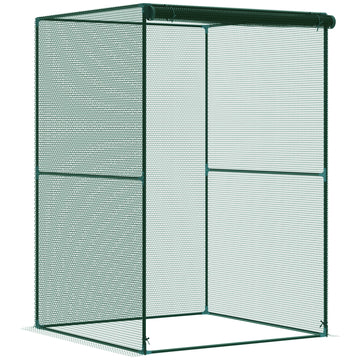 Outsunny 4' X 4' Crop Cage, Plant Protection Tent With Zippered Doors For Vegetable Garden, Backyard, Green Green Steel