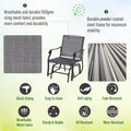 Outsunny 3 Piece Outdoor Glider Chair With Coffee Table Bistro Set, 2 Patio Rocking Swing Chairs Withsling Fabric, Glass Tabletop, For Backyard, Garden And Porch, Gray Gray Steel
