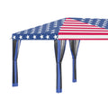 Outsunny 10' X 20' Pop Up Canopy Tent With Netting, Heavy Duty Instant Sun Shelter, Large Tents For Parties With Carry Bag For Outdoor, Garden, Patio, American Flag Blue Steel