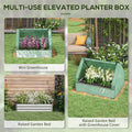 Outsunny Raised Garden Bed With Mini Greenhouse, Galvanized Outdoor Planter Box With Cover, For Herbs And Vegetables, Use For Patio, Garden, Balcony, Green Cover And Silver Planter Green Steel