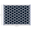 Outsunny Reversible Outdoor Rug Carpet, 9' X 18' Waterproof Plastic Straw Rug, Portable Rv Camping Rugs With Carry Bag, Large Floor Mat For Backyard, Deck, Picnic, Beach, Blue & White Blue Polypropylene