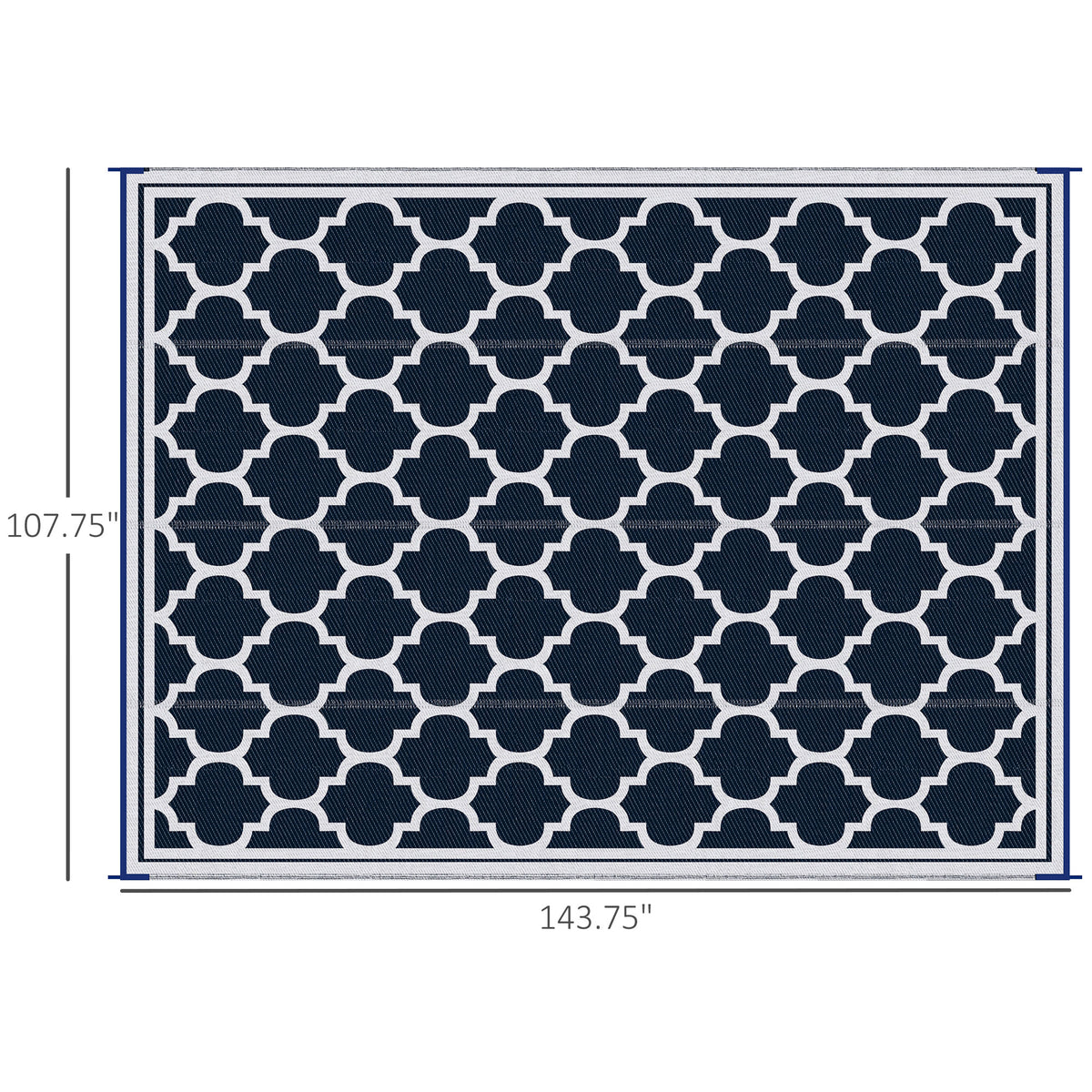 Outsunny Reversible Outdoor Rug Carpet, 9' X 18' Waterproof Plastic Straw Rug, Portable Rv Camping Rugs With Carry Bag, Large Floor Mat For Backyard, Deck, Picnic, Beach, Blue & White Blue Polypropylene