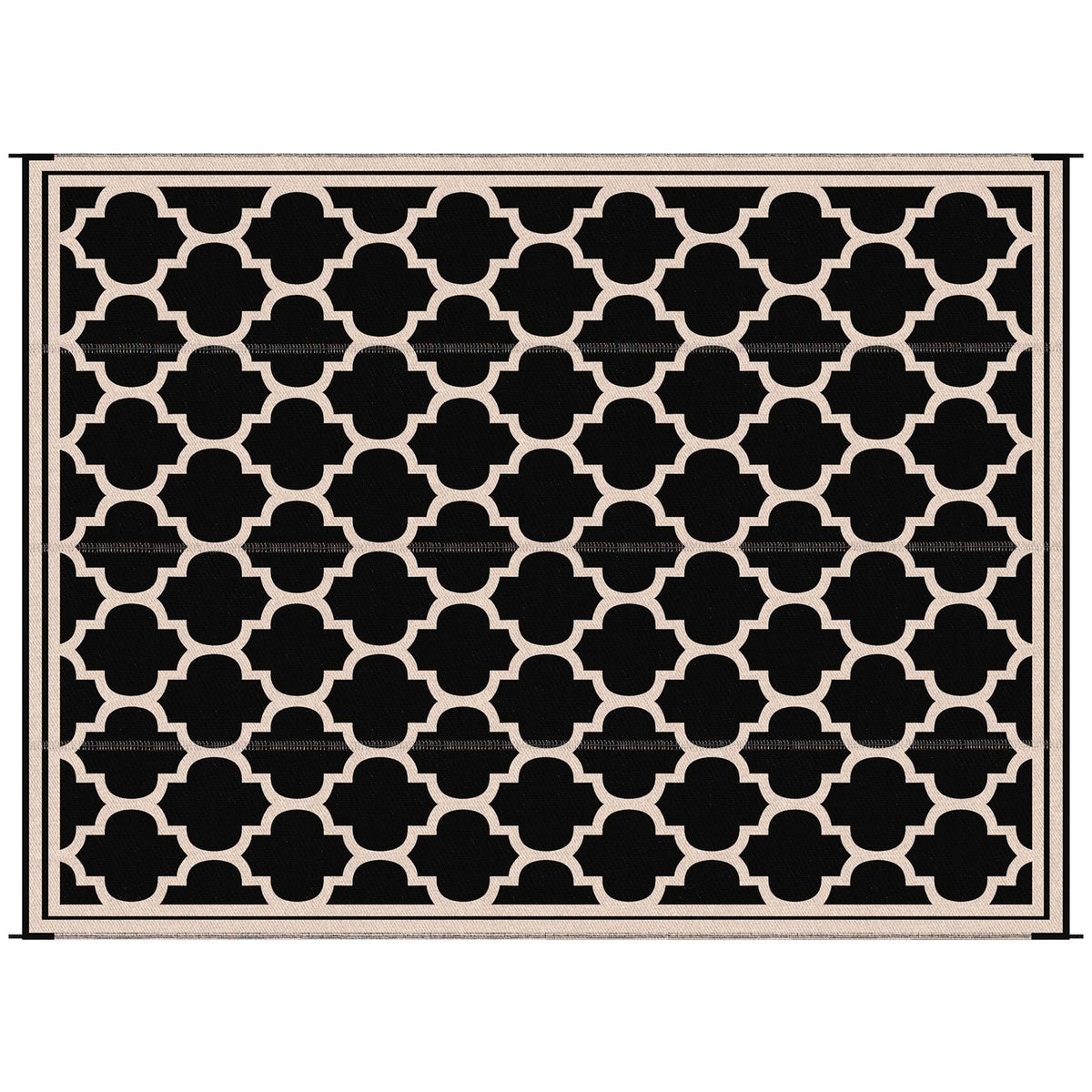 Outsunny Reversible Outdoor Rug Carpet, 9' X 18' Waterproof Plastic Straw Rug, Portable Rv Camping Rugs With Carry Bag, Large Floor Mat For Backyard, Deck, Picnic, Beach, Black & Beige Black Polypropylene