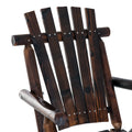 Outsunny Outdoor Wooden Rocking Chair, Rustic Adirondack Rocker With Slatted Seat, High Backrest, Armrests For Patio, Garden, And Porch, Large, Brown Brown Wood