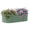 Outsunny 3.4' X 2' X 1' Galvanized Raised Garden Bed Kit, Outdoor Metal Elevated Planter Box With Safety Edging, Easy Diy Stock Tank For Growing Flowers, Herbs & Vegetables, Green Green Steel