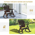 Outsunny Outdoor Wooden Rocking Chair, Rustic Adirondack Rocker With Slatted Seat, High Backrest, Armrests For Patio, Garden, And Porch, Large, Brown Brown Wood