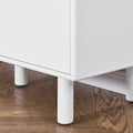 Storage Cabinet With Door, Multifunctional Storage Cabinet, Modern Sideboard Cabinet, Wooden Storage Cabinet, Leather Handle Drawer Cabinet, Home Storage Cabinet, Office Cabinet White Solid Wood Mdf