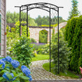 Outsunny 7Ft Outdoor Garden Arbor, Wedding Arch For Ceremony, Trellis With Scrollwork Design, Ideal For Climbing Vines And Plants Black Metal
