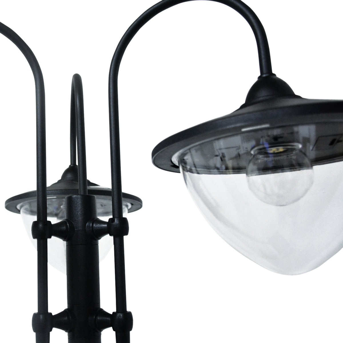 Outsunny 74.5" 3 Head Solar Lamp Post Street Light With Planter, Automatic On, 6 Hour Max Outdoor Ready Led Lighting, Black Black Steel