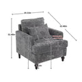 Coolmore Wood Frame Armchair, Modern Accent Chair Lounge Chair For Living Room,Tufted Club Chair, Mid Century Modern Arm Chairs With Studded, Solid Wood Frame, For Bedroom, Reading Gray Chenille Gray Chenille 1 Seat