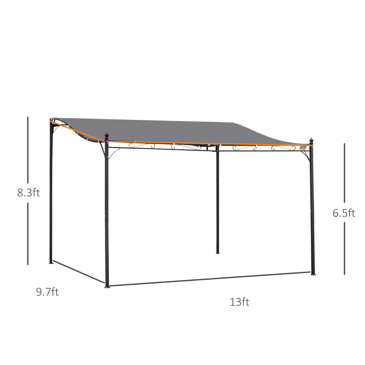 Outsunny 10' X 13' Steel Outdoor Pergola Gazebo, Patio Canopy With Weather Resistant Fabric And Drainage Holes For Backyard Pool Deck Garden, Gray Gray Steel