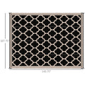 Outsunny Reversible Outdoor Rug Carpet, 9' X 18' Waterproof Plastic Straw Rug, Portable Rv Camping Rugs With Carry Bag, Large Floor Mat For Backyard, Deck, Picnic, Beach, Black & Beige Black Polypropylene