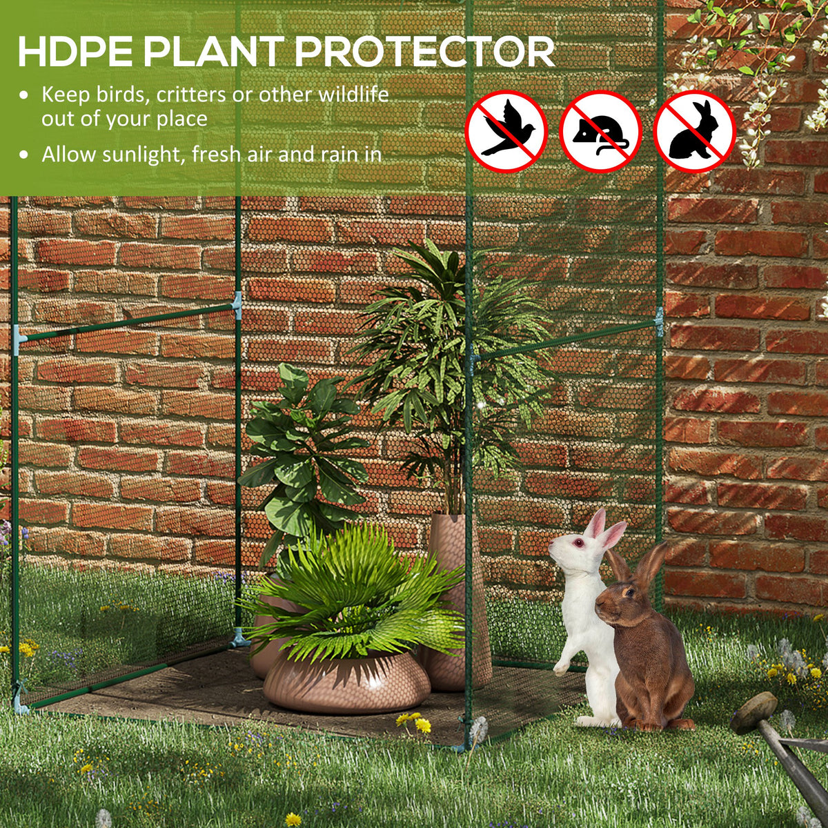 Outsunny 4' X 4' Crop Cage, Plant Protection Tent With Zippered Doors For Vegetable Garden, Backyard, Green Green Steel