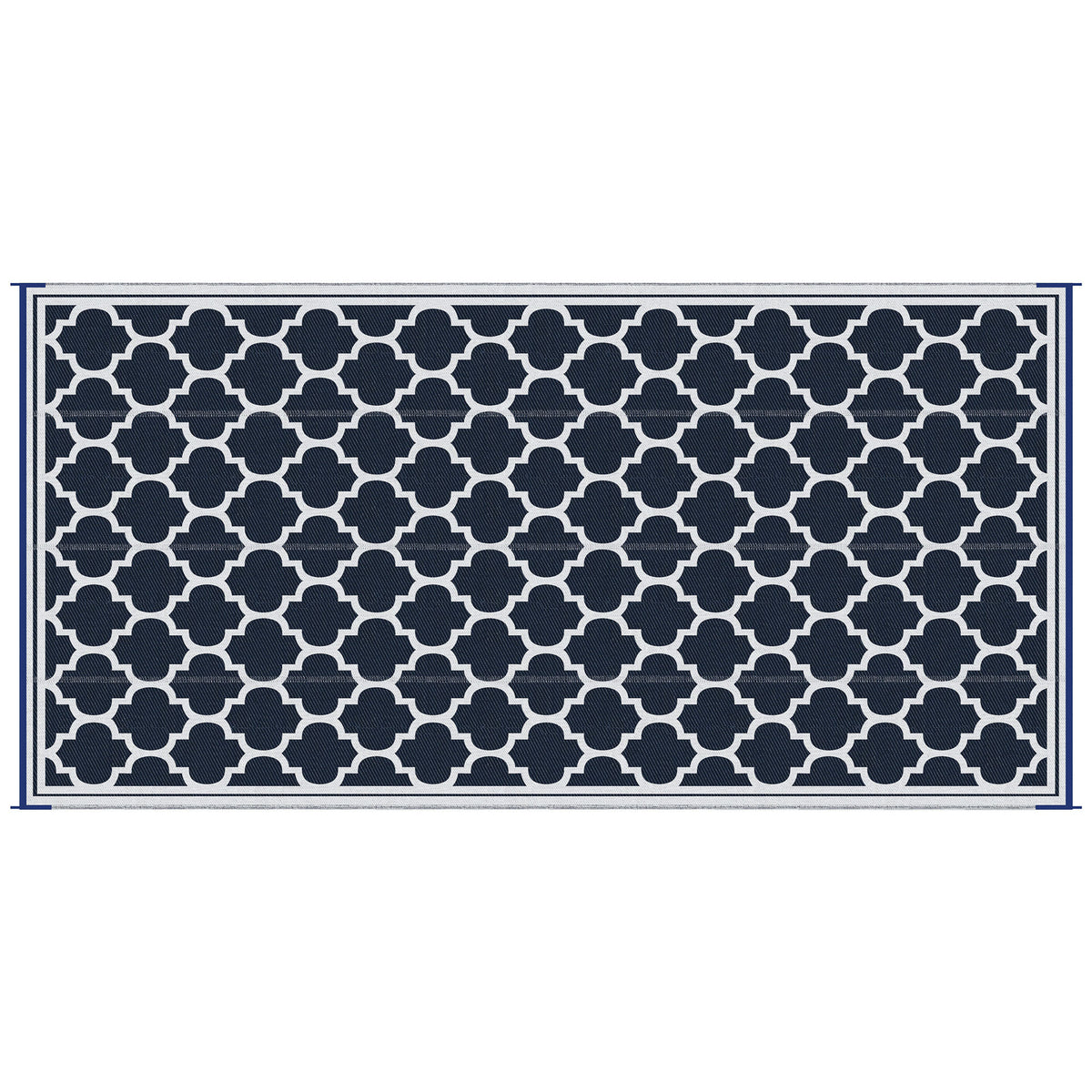 Outsunny Reversible Outdoor Rug Carpet, 9' X 18' Waterproof Plastic Straw Rug, Portable Rv Camping Rugs With Carry Bag, Large Floor Mat For Backyard, Deck, Picnic, Beach, Blue & White Blue Polypropylene