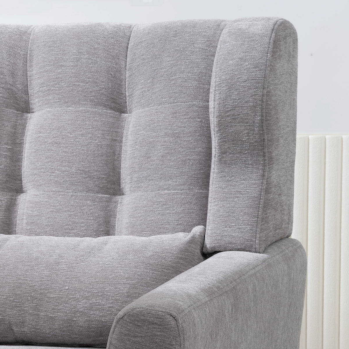 Modern Accent Chair,Chenille Arm Chairs For Living Room,Upholstered Mordern Armchair,Comfy Soft Padded Lounge Chair In Small Space, Bedroom, W Pillow, Solid Wood Leg Gray Grey Light Brown Primary Living Space Modern Rubberwood Foam Chenille