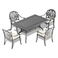 Cushions In Random Colors 5 Piece Set Of Cast Aluminum Patio Furniture With Cushions Yes Complete Patio Set Black Seats 4 Rust Resistant Frame Water Resistant Cushion Garden & Outdoor Complete Patio Sets Aluminium
