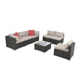 Patio Furniture Sets Yes Dark Gray Seats 6 Pe Rattan Iron Waterproof Fabric