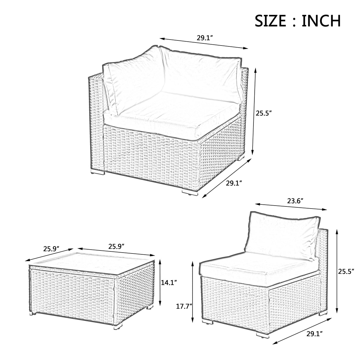 Patio Furniture Sets Yes Dark Gray Seats 6 Pe Rattan Iron Waterproof Fabric