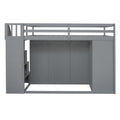 Full Size Wood Loft Bed With Built In Wardrobes, Cabinets And Drawers, Gray Gray Solid Wood Mdf