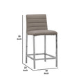 Eun 26 Inch Vegan Faux Leather Counter Stool, Chrome Legs, Set Of 2, Gray Gray Silver Fabric Metal