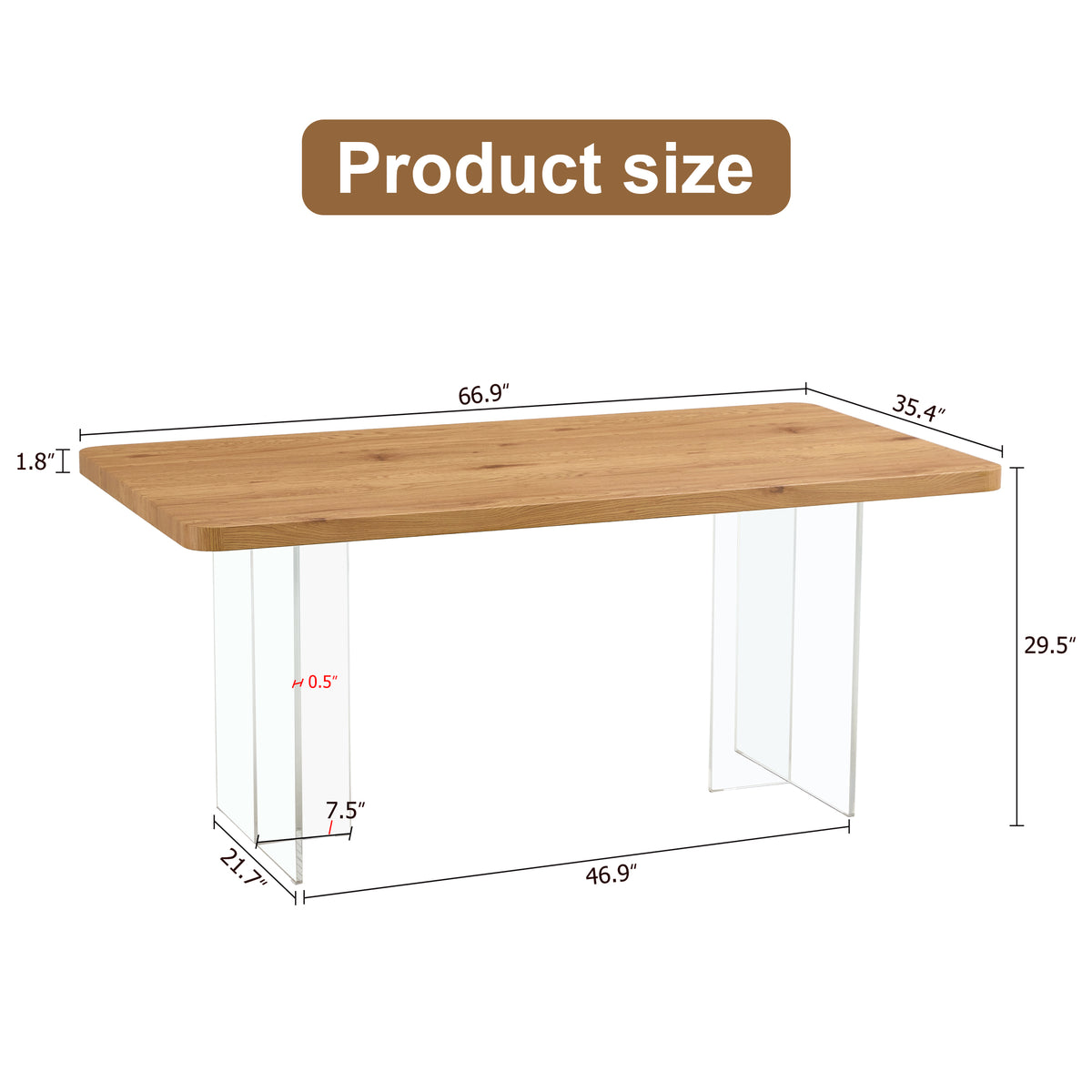 A Modern Minimalist Wooden Table With Acrylic Legs And Rectangular Tables. Computer Desk. Dining Table. Suitable For Restaurants, Living Rooms, And Kitchens. F 1298 Wood Mdf