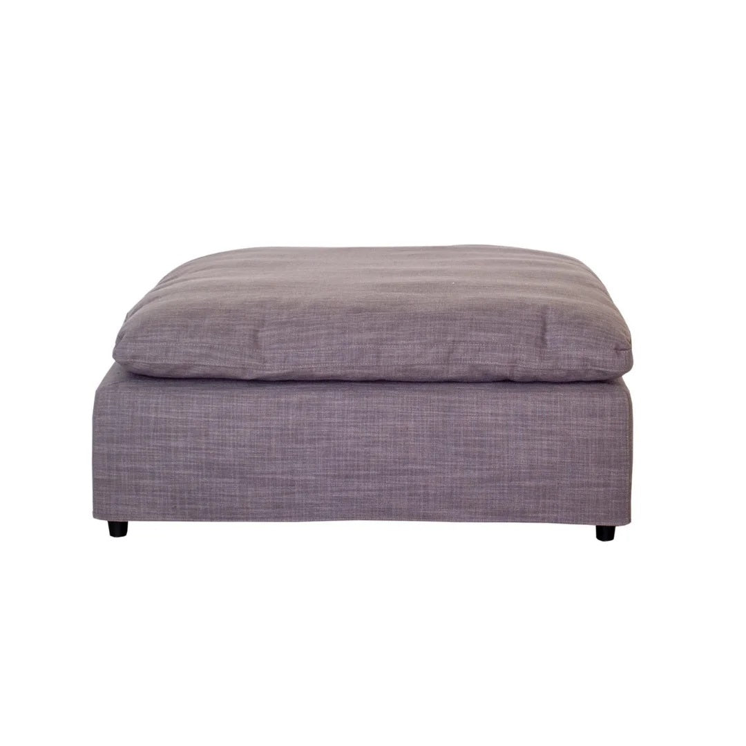 Modern Living Room Ottoman, Premium Fabric Upholstered 1 Pc Ottoman With Plush Seat Cushion Wood Primary Living Space Solid Grey Gray Linen Linen Or Linen Blend Medium Soft Backless Contemporary Cube Armless Polyester Wood Fabric