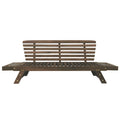 Outdoor Adjustable Patio Wooden Daybed Sofa Chaise Lounge With Cushions For Small Places, Brown Finish Gray Cushion Yes Complete Patio Set Gray Water Resistant Frame Water Resistant Cushion Garden & Outdoor Casual Sofa Seating Groups Foam Solid Wood