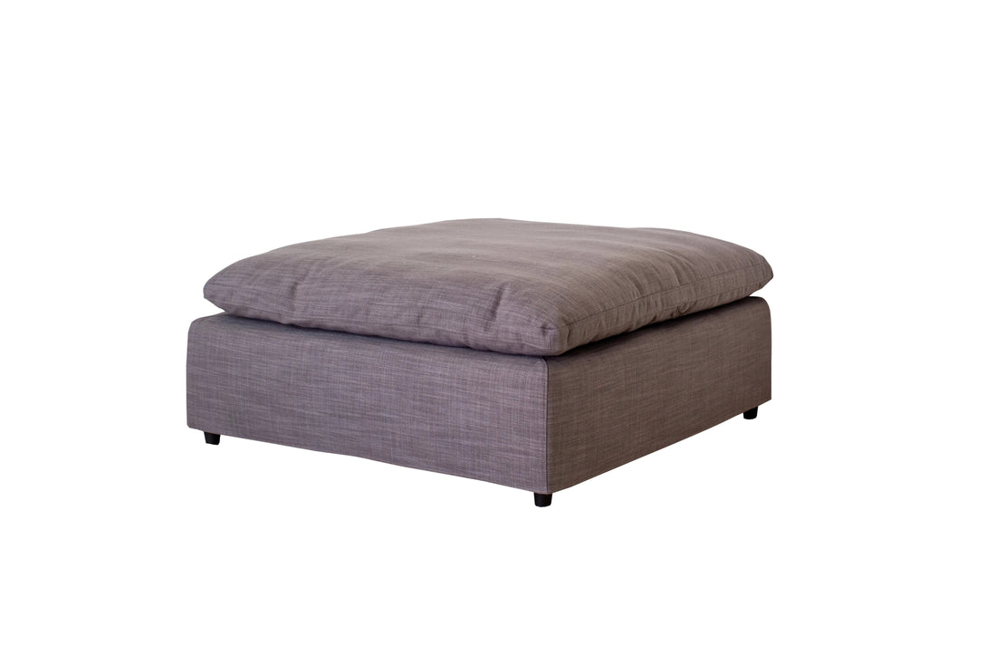 Modern Living Room Ottoman, Premium Fabric Upholstered 1 Pc Ottoman With Plush Seat Cushion Wood Primary Living Space Solid Grey Gray Linen Linen Or Linen Blend Medium Soft Backless Contemporary Cube Armless Polyester Wood Fabric