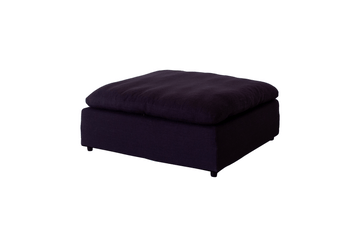Modern 17" Luxe Size Ottoman, Premium Fabric Upholstered 1 Pc Living Room Cube Ottoman With Plush Seat Cushion, Navy Wood Primary Living Space Solid Blue Navy Linen Linen Or Linen Blend Medium Soft Backless Contemporary Cube Armless Polyester Wood Fabric