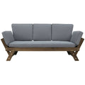Outdoor Adjustable Patio Wooden Daybed Sofa Chaise Lounge With Cushions For Small Places, Brown Finish Gray Cushion Yes Complete Patio Set Gray Water Resistant Frame Water Resistant Cushion Garden & Outdoor Casual Sofa Seating Groups Foam Solid Wood