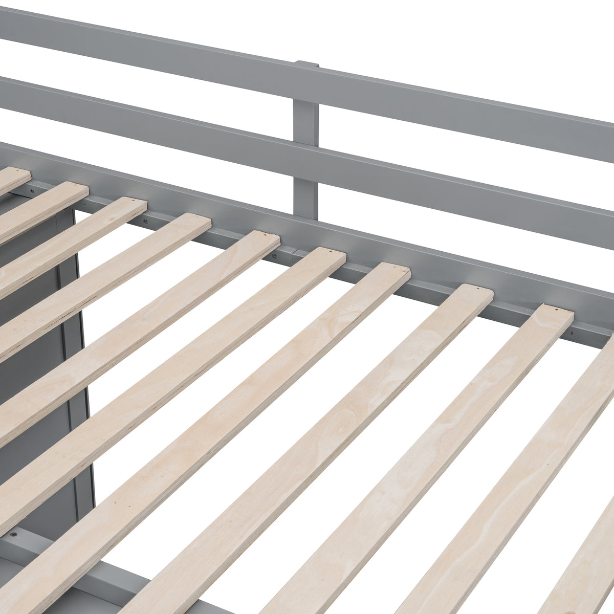Full Size Wood Loft Bed With Built In Wardrobes, Cabinets And Drawers, Gray Gray Solid Wood Mdf
