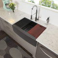 36 Inch Apron Front Workstation Farmhouse Sink 16 Guage Gunmetal Matte Black Stainless Steel Kitchen Sink Single Bowl Farm Sink Gunmetal Black Stainless Steel