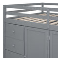 Full Size Wood Loft Bed With Built In Wardrobes, Cabinets And Drawers, Gray Gray Solid Wood Mdf