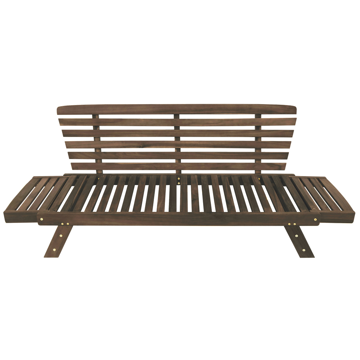 Outdoor Adjustable Patio Wooden Daybed Sofa Chaise Lounge With Cushions For Small Places, Brown Finish Gray Cushion Yes Complete Patio Set Gray Water Resistant Frame Water Resistant Cushion Garden & Outdoor Casual Sofa Seating Groups Foam Solid Wood