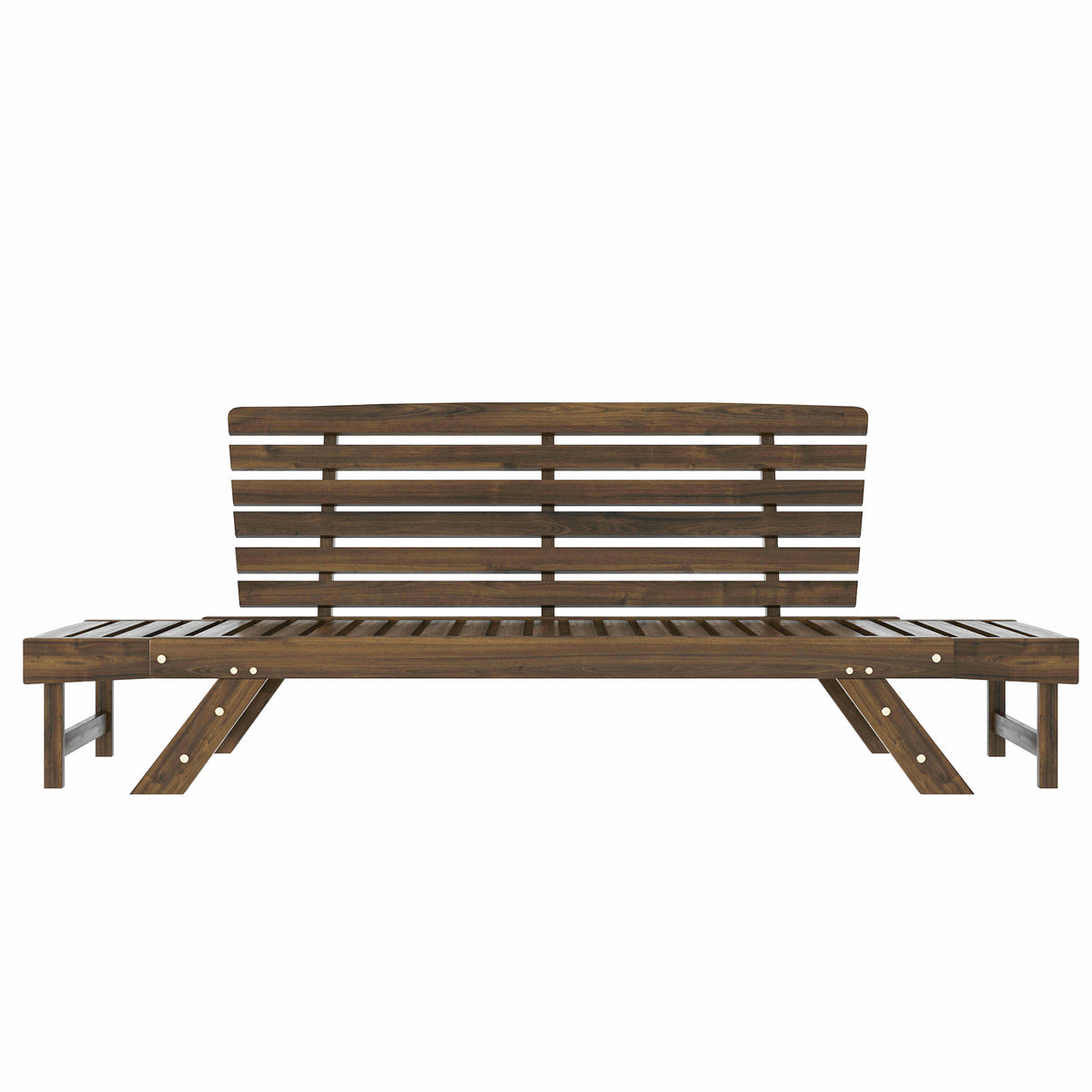 Outdoor Adjustable Patio Wooden Daybed Sofa Chaise Lounge With Cushions For Small Places, Brown Finish Gray Cushion Yes Complete Patio Set Gray Water Resistant Frame Water Resistant Cushion Garden & Outdoor Casual Sofa Seating Groups Foam Solid Wood