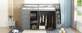 Full Size Wood Loft Bed With Built In Wardrobes, Cabinets And Drawers, Gray Gray Solid Wood Mdf