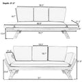 Outdoor Adjustable Patio Wooden Daybed Sofa Chaise Lounge With Cushions For Small Places, Brown Finish Gray Cushion Yes Complete Patio Set Gray Water Resistant Frame Water Resistant Cushion Garden & Outdoor Casual Sofa Seating Groups Foam Solid Wood