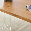 A Modern Minimalist Wooden Table With Acrylic Legs And Rectangular Tables. Computer Desk. Dining Table. Suitable For Restaurants, Living Rooms, And Kitchens. F 1298 Wood Mdf
