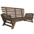 Outdoor Adjustable Patio Wooden Daybed Sofa Chaise Lounge With Cushions For Small Places, Brown Finish Gray Cushion Yes Complete Patio Set Gray Water Resistant Frame Water Resistant Cushion Garden & Outdoor Casual Sofa Seating Groups Foam Solid Wood