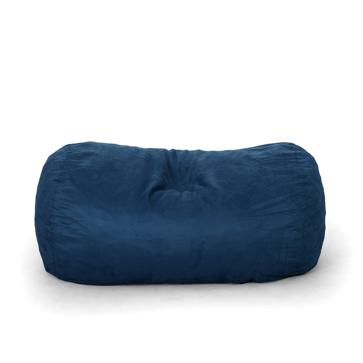 Marlin 6.5 Foot Suede Cylindrical Bean Bag, Midnight Blue Blue Solid Microfiber