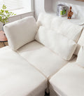 Oversized Modular Sectional Fabric Sofa Set With Waist Pillows, Extra Large U Shaped Couch With Reversible Chaise, 145 Inch Long, 6 Seat Modular Sofa With Ottamans Beige Light Brown Polyester Wood Primary Living Space Medium Soft Cushion Back Modern