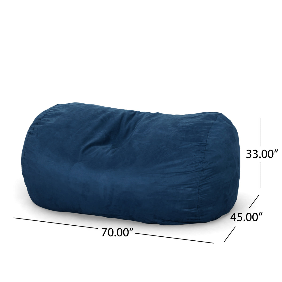Marlin 6.5 Foot Suede Cylindrical Bean Bag, Midnight Blue Blue Solid Microfiber