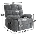 Lift Recliner Chair Heat Massage Dual Motor Infinite Position Up To 350 Lbs Large Electric Power Lift Recliners With Power Remote, Medium Firm And Heavy Duty, Grey White Metal Primary Living Space