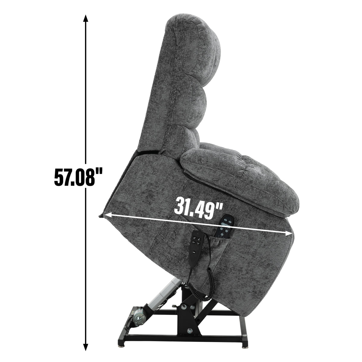 Lift Recliner Chair Heat Massage Dual Motor Infinite Position Up To 350 Lbs Large Electric Power Lift Recliners With Power Remote, Medium Firm And Heavy Duty, Grey White Metal Primary Living Space